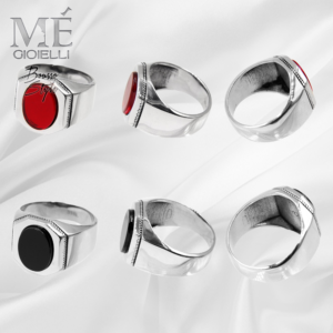 Anello Ottagono con Pietra Ovale