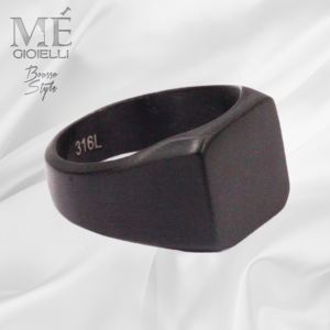 Anello Quadrato nero Opaco PersonalizzabileAnello Quadrato nero Opaco Personalizzabile