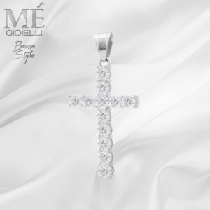 Ciondolo Croce Tennis con Zirconi
